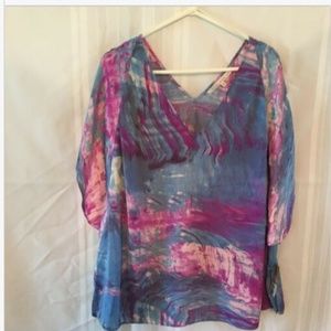 Rachel Roy Curvy 2X VNeck Cold Shoulder Marble Top